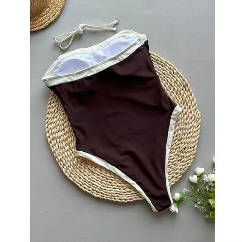 High Leg Women’s Swimsuit Brown Removeable Strap