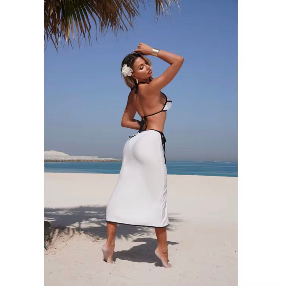 3 Piece Fashion Elegant Bikini Set
Seaside Luxury Beach Seaside Vacation
Swimwear Set Long Skirt