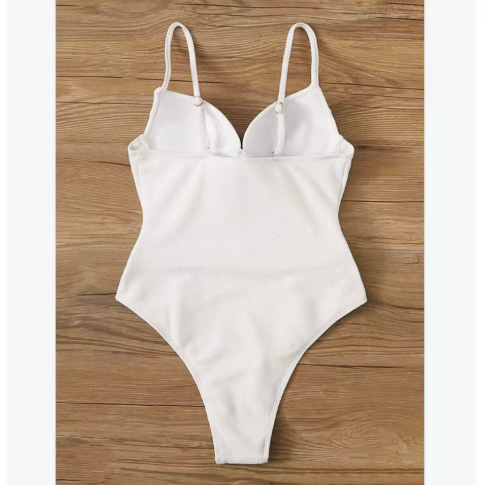 Sexy Women’s Cute Belt Style High Leg Pluge Effect Swimsuit