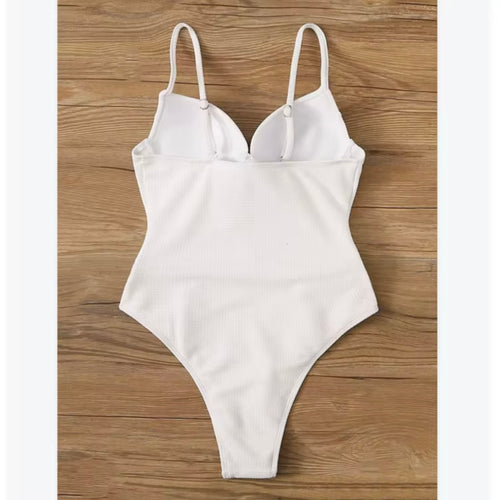 Sexy Women’s Cute Belt Style High Leg Pluge Effect Swimsuit